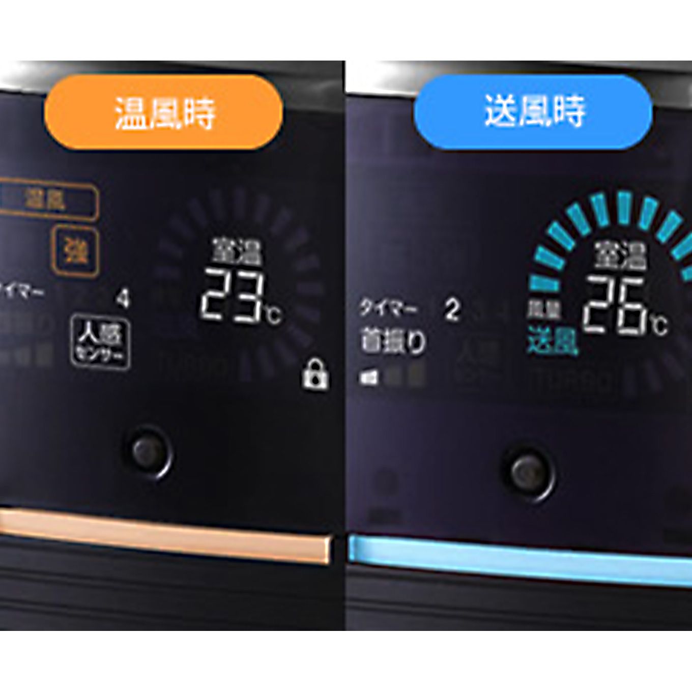 グリーン住宅ポイント送風機能付ファンヒーター ホット&クール プレミアムタワーファン KHF-1215(人感センサー付き/首振り機能)イメージ