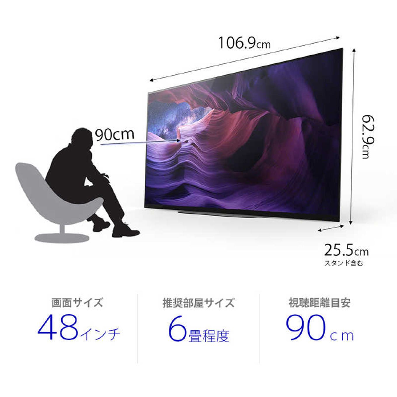 グリーン住宅ポイント4K有機ELテレビ BRAVIA ブラビア A9S 48V型(4Kチューナー内蔵/YouTube対応)イメージ