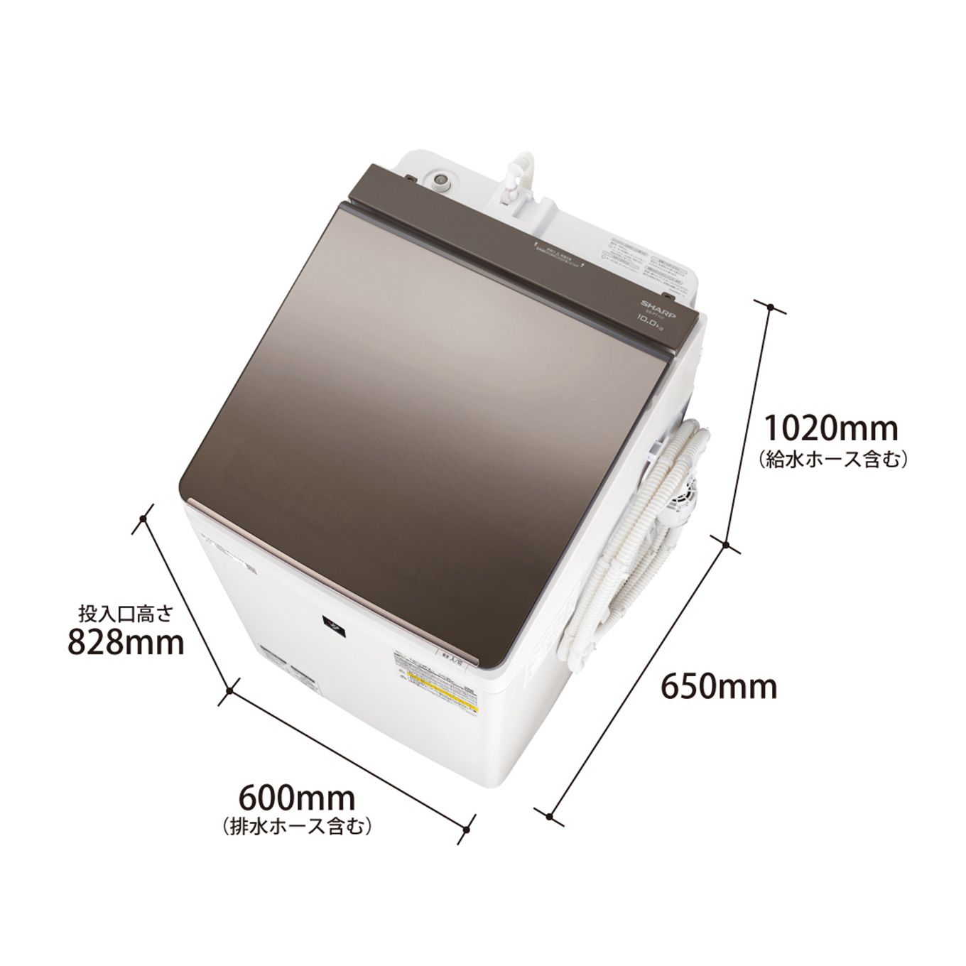グリーン住宅ポイント縦型洗濯乾燥機 ES-PT10F(洗濯10.0kg/乾燥5.0kg/ヒーター乾燥/穴なし槽/ふろ水ポンプ付)イメージ
