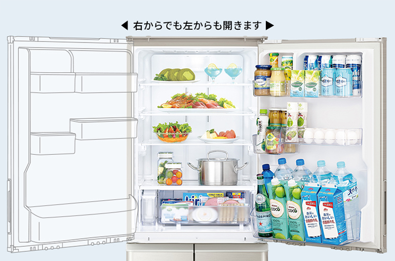両開き5ドア冷蔵庫　シャープ465L プラズマクラスター シャープ プラズマクラスター冷蔵庫 SJ-X415H（5ドア／左右開き
