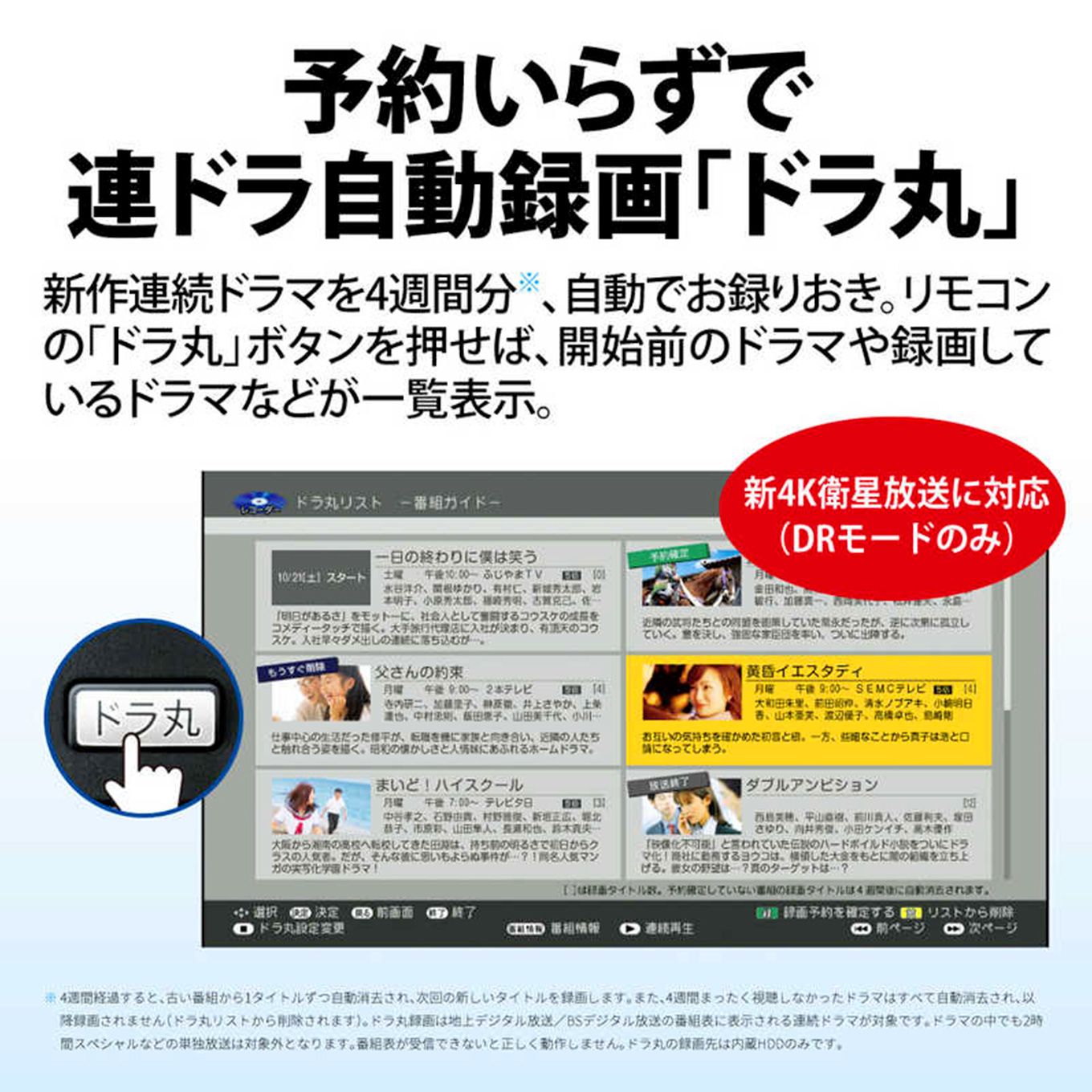 グリーン住宅ポイントブルーレイレコーダー AQUOS 4Kレコーダー 1TB 4B-C10DW3(2番組同時録画/4Kチューナー内蔵)イメージ