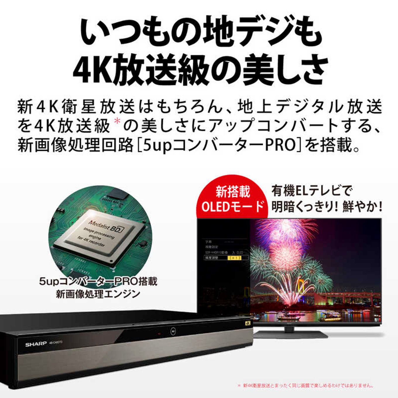 グリーン住宅ポイントブルーレイレコーダー AQUOS 4Kレコーダー 3TB 4B-C30DT3(3番組同時録画/4Kチューナー内蔵)イメージ