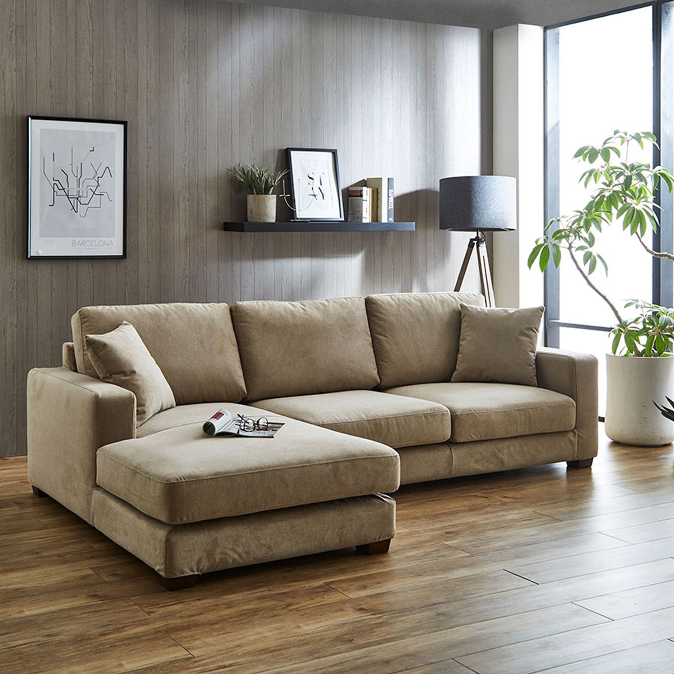 グリーン住宅ポイント右カウチソファ 高品質 ワイド(設置・組立て付き)イメージ