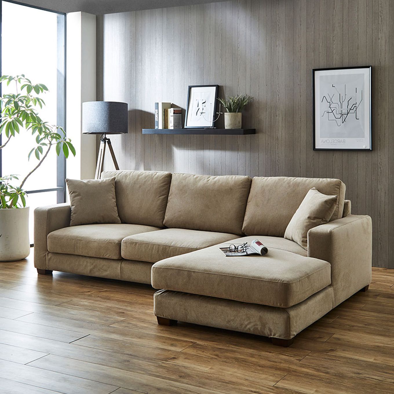 グリーン住宅ポイント左カウチソファ 高品質 ワイド(設置・組立て付き)イメージ