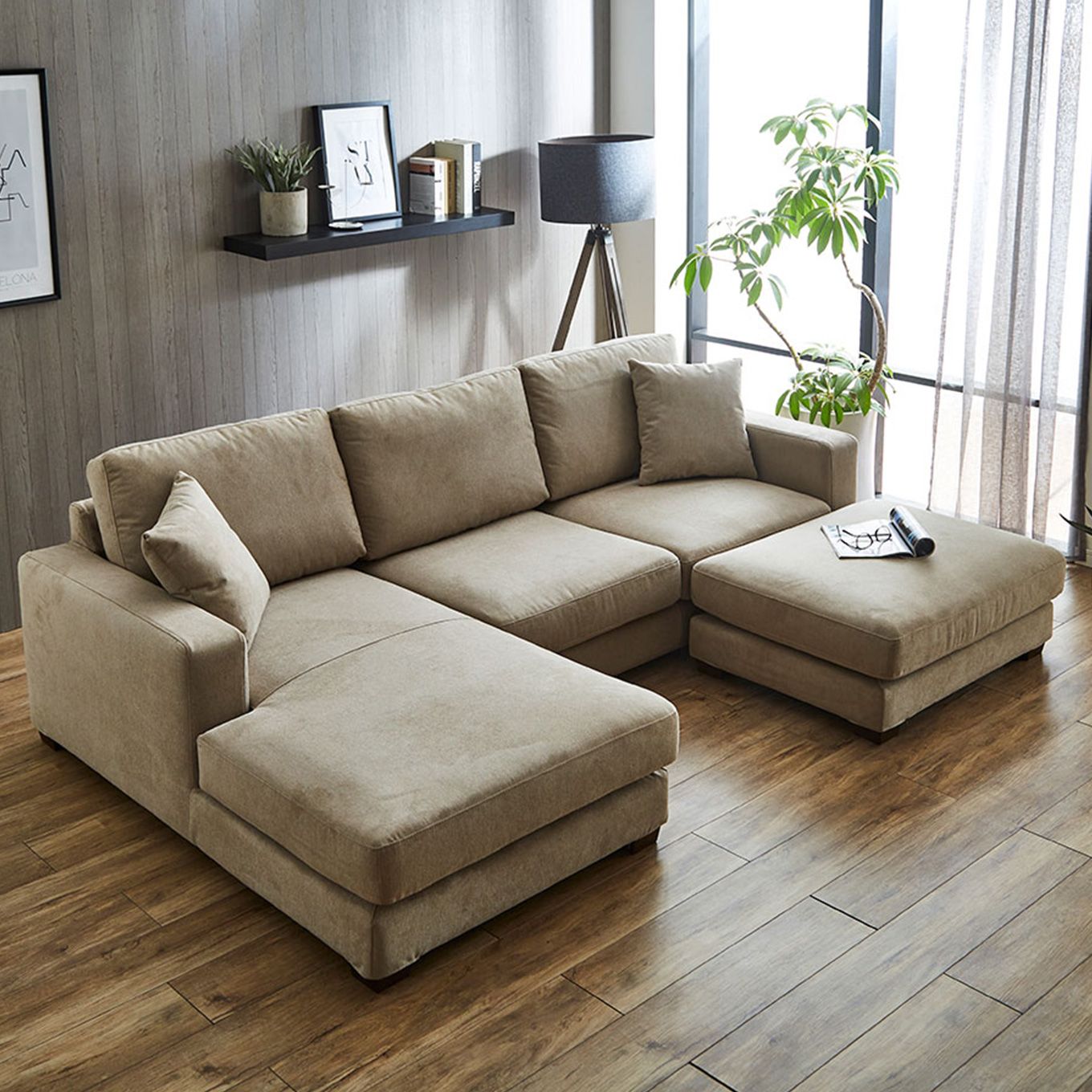 グリーン住宅ポイント右カウチソファ オットマン付き ワイド(設置・組立て付き)イメージ