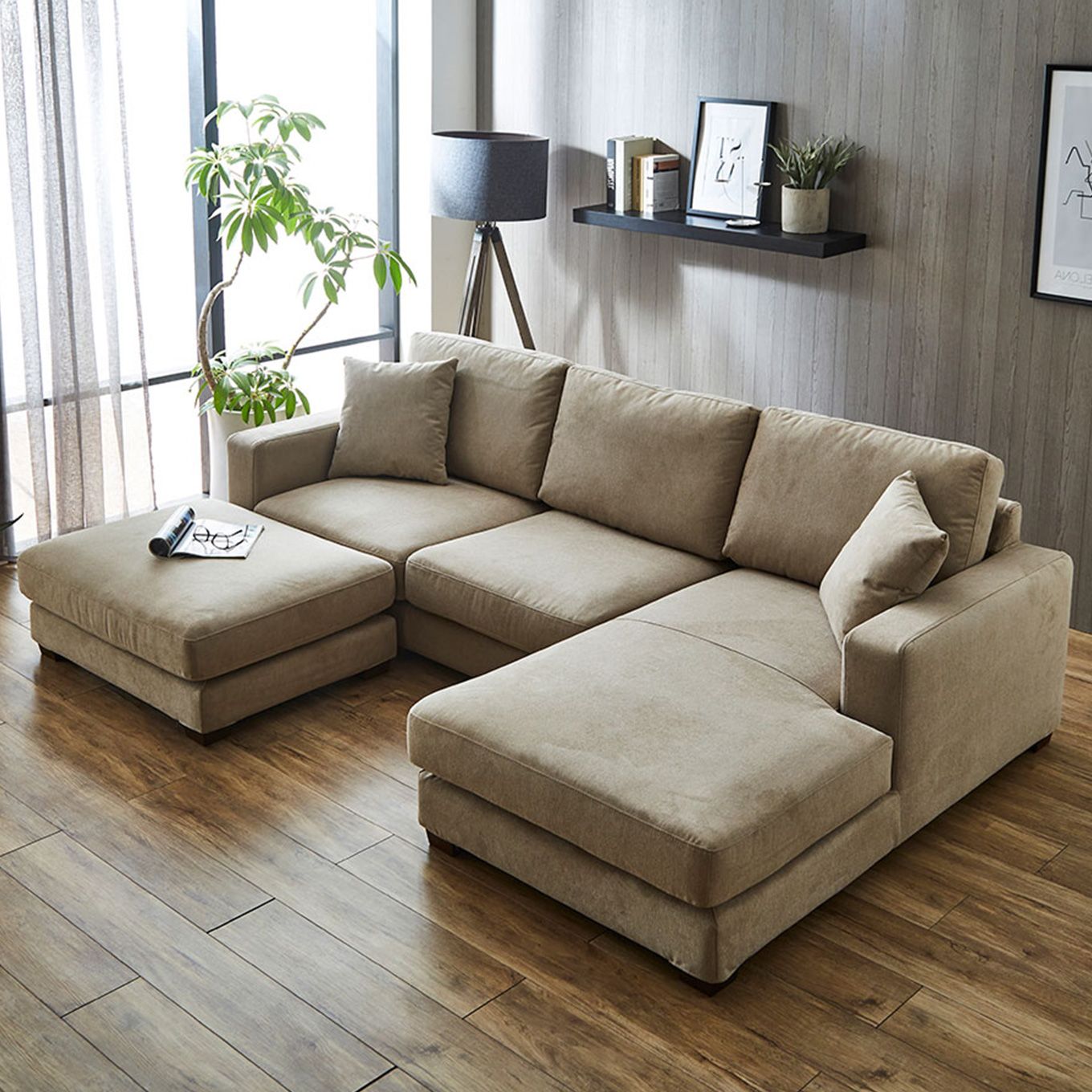 グリーン住宅ポイント左カウチソファ オットマン付き ワイド(設置・組立て付き)イメージ