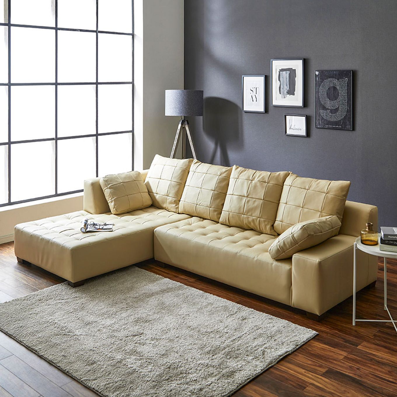 グリーン住宅ポイント本革 右カウチソファ ワイド(設置・組立て付き)イメージ