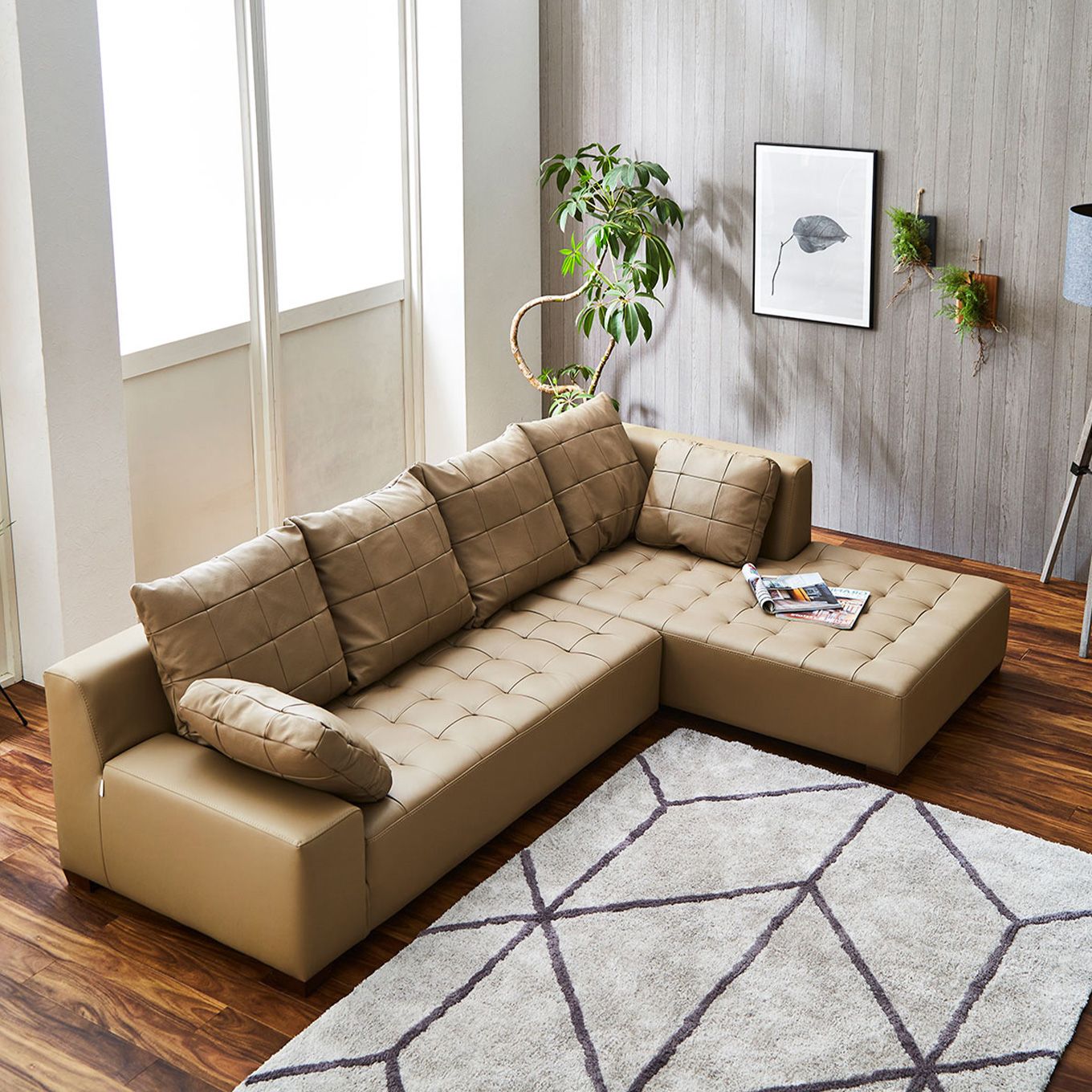 グリーン住宅ポイント本革 左カウチソファ ワイド(設置・組立て付き)イメージ