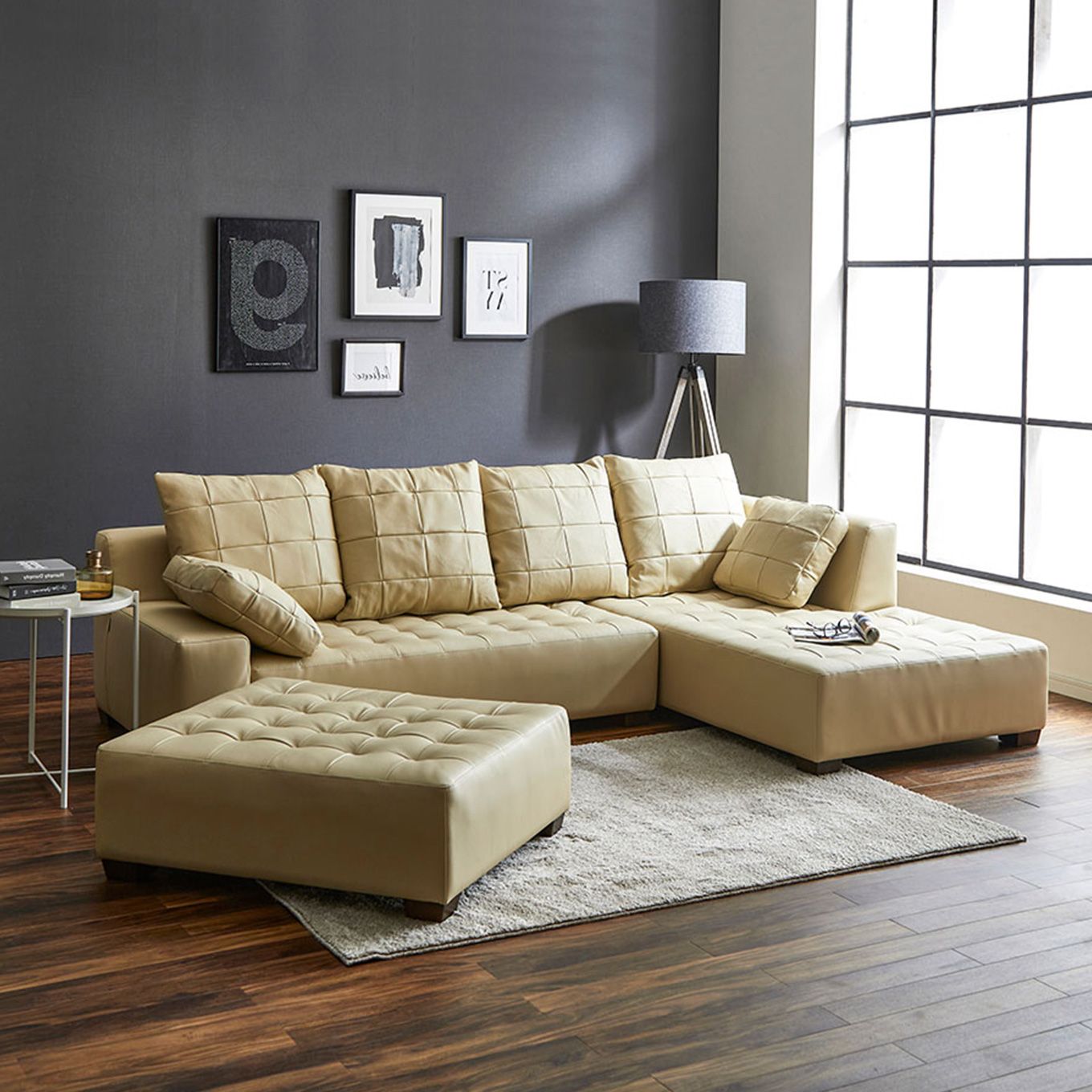 グリーン住宅ポイント本革 左カウチソファ オットマン付き ワイド(設置・組立て付き)イメージ