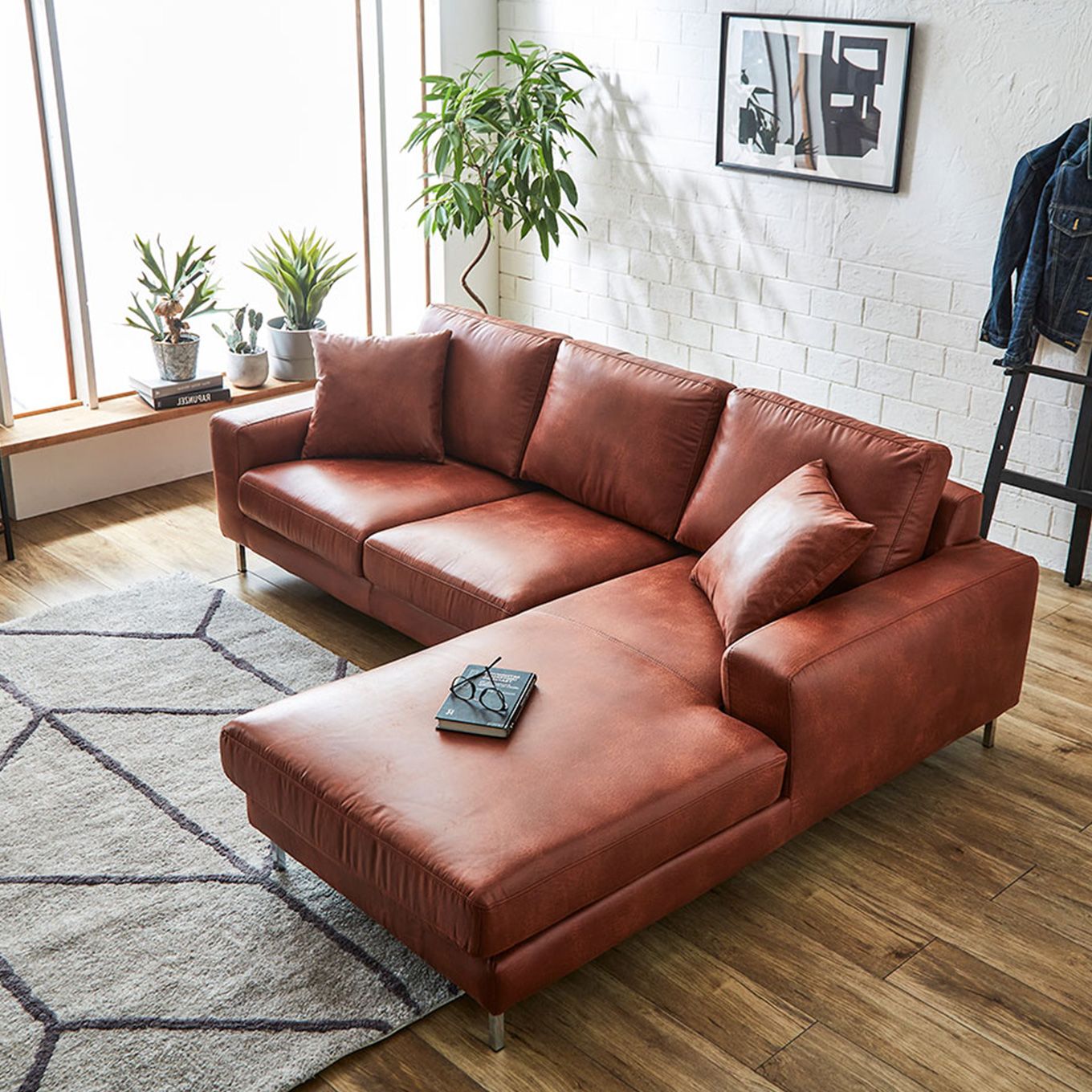 グリーン住宅ポイントヴィンテージ感漂う 左カウチソファ(設置・組立て付き)イメージ