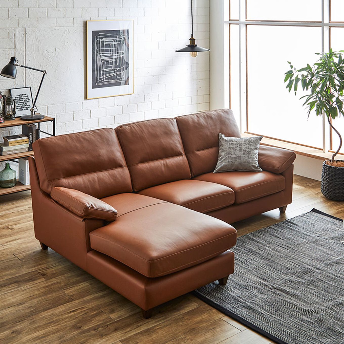 グリーン住宅ポイント厚革使用 ハイクラス 右カウチソファ(設置・組立て付き)イメージ