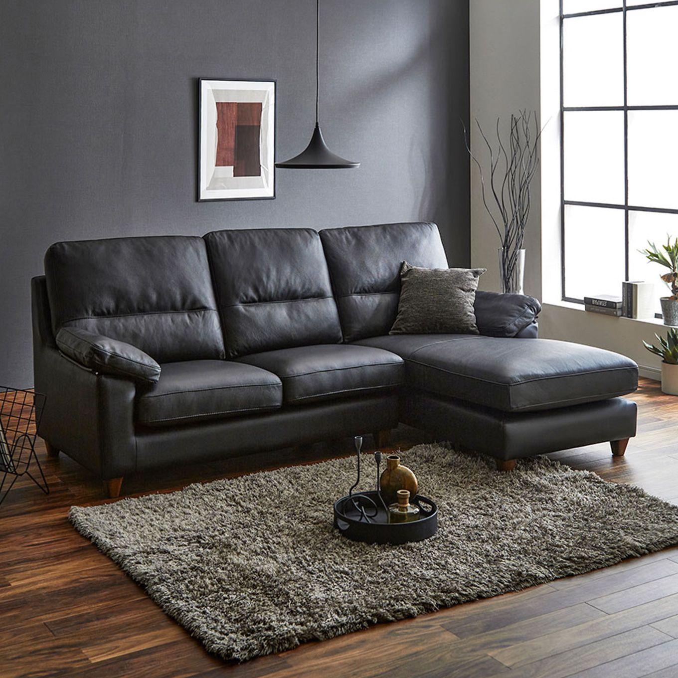 グリーン住宅ポイント厚革使用 ハイクラス 左カウチソファ(設置・組立て付き)イメージ