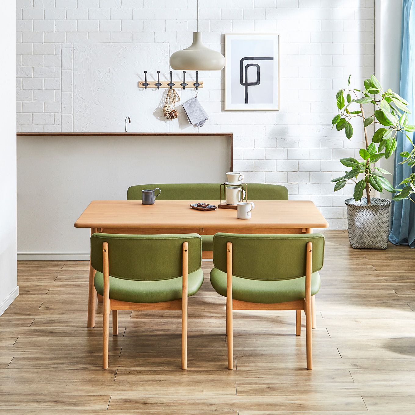 グリーン住宅ポイント爽やかなグリーン 幅150 ダイニング4点セット(開梱設置・組み立て付き)イメージ