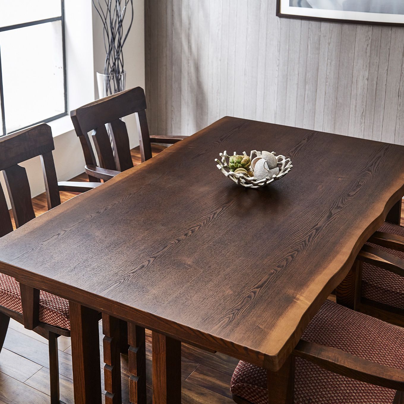 グリーン住宅ポイント素朴な風合い 幅150 ダイニング5点セット 一枚板風(開梱設置・組み立て付き)イメージ