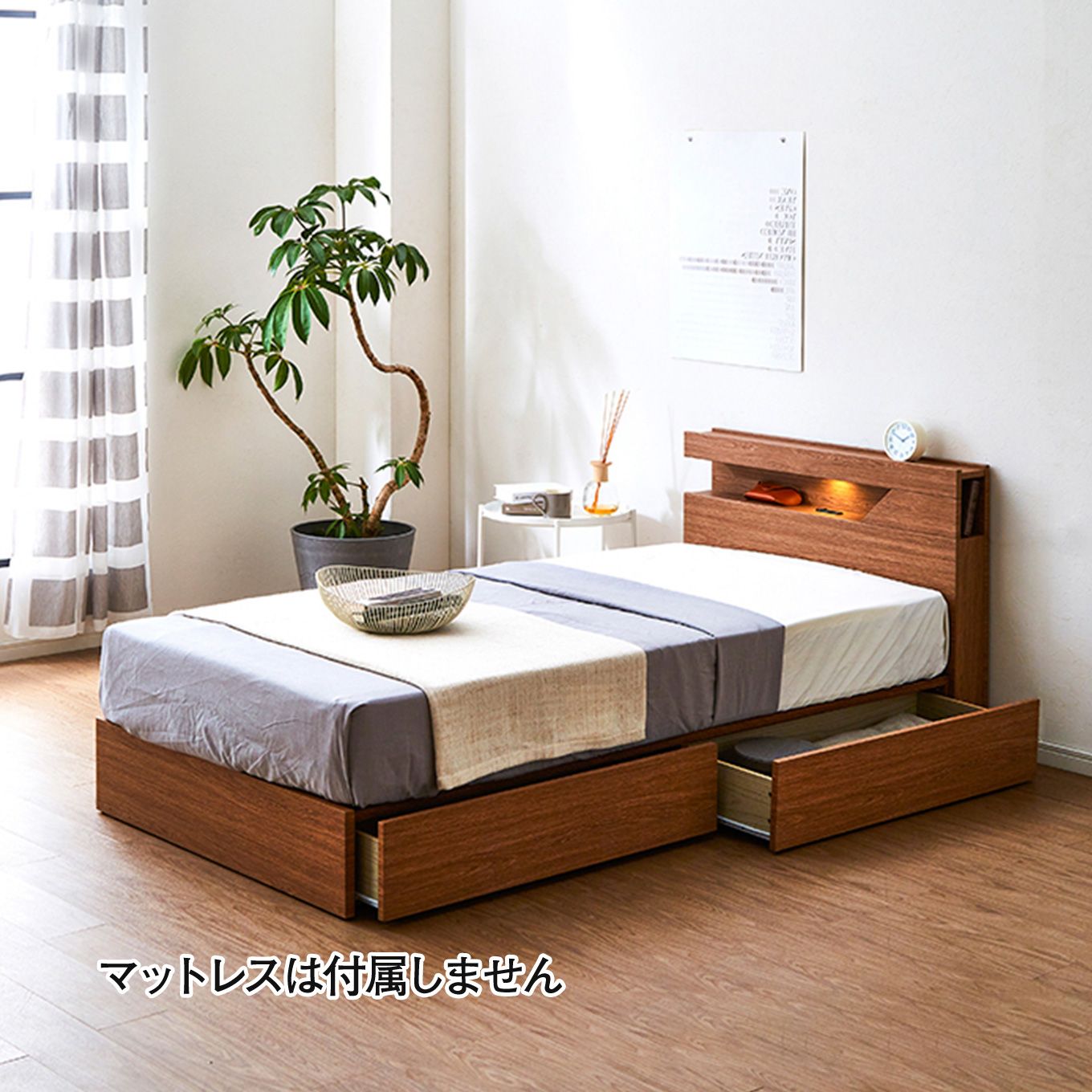 グリーン住宅ポイント左引出し ベッドフレーム シングル(設置・組立て付き)イメージ