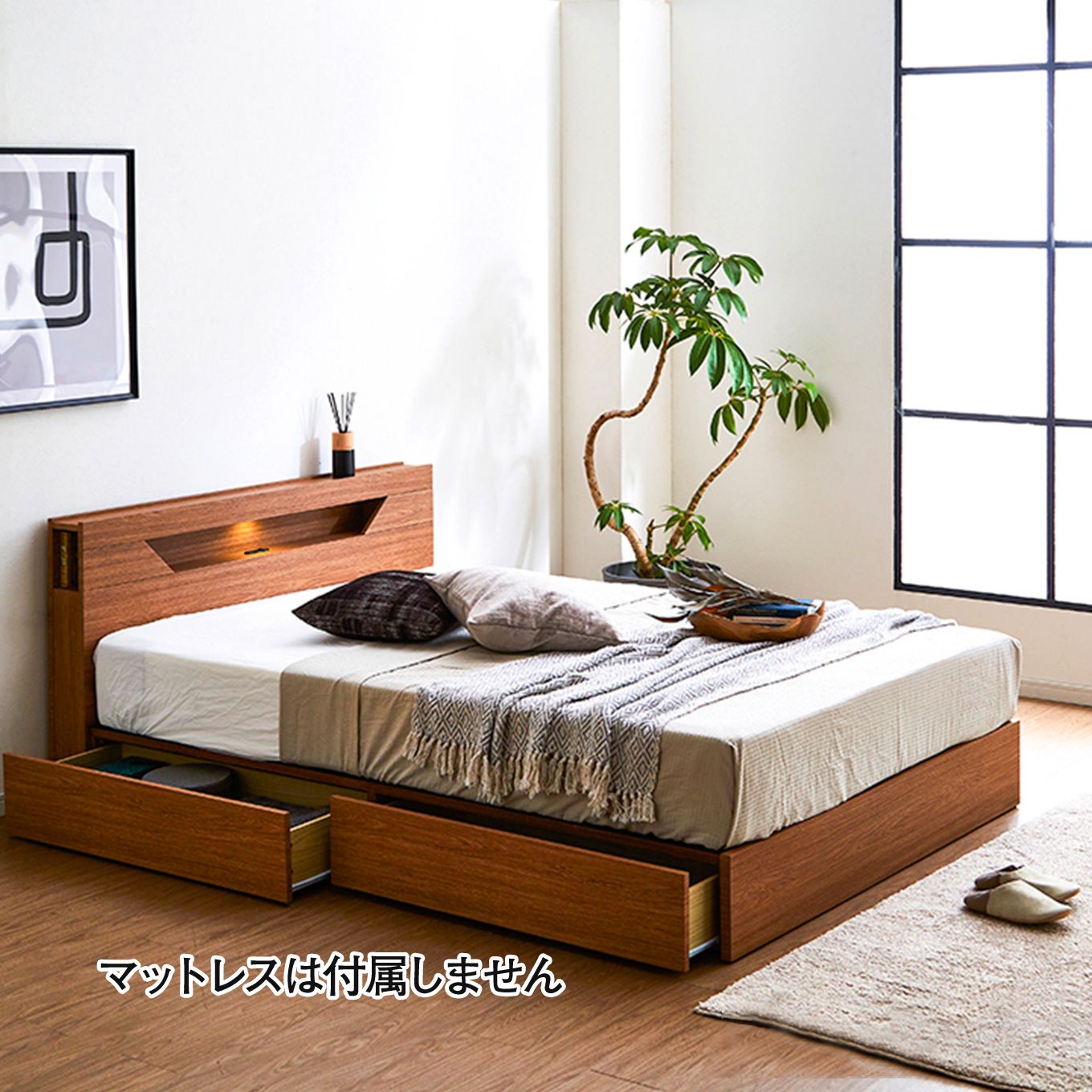 グリーン住宅ポイント引き出し付き ベッドフレーム ダブル(設置・組立て付き)イメージ