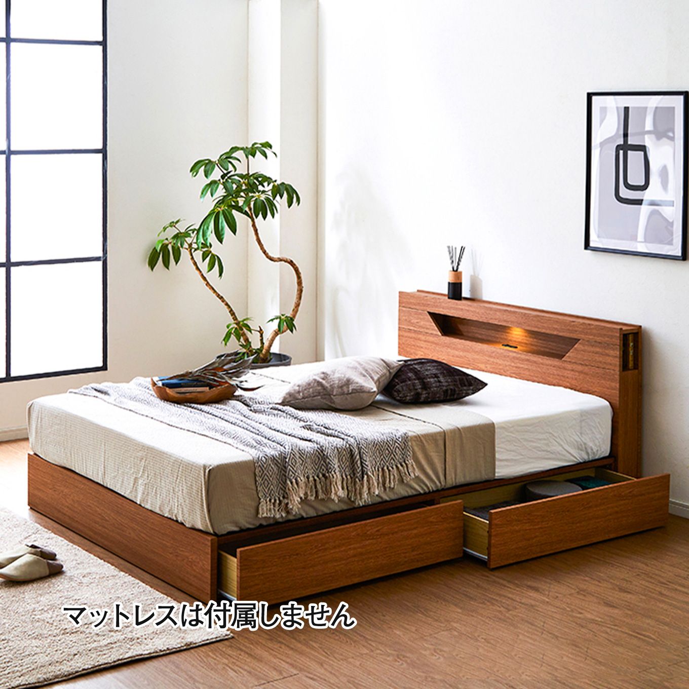 グリーン住宅ポイント左引き出し ベッドフレーム ダブル(設置・組立て付き)イメージ