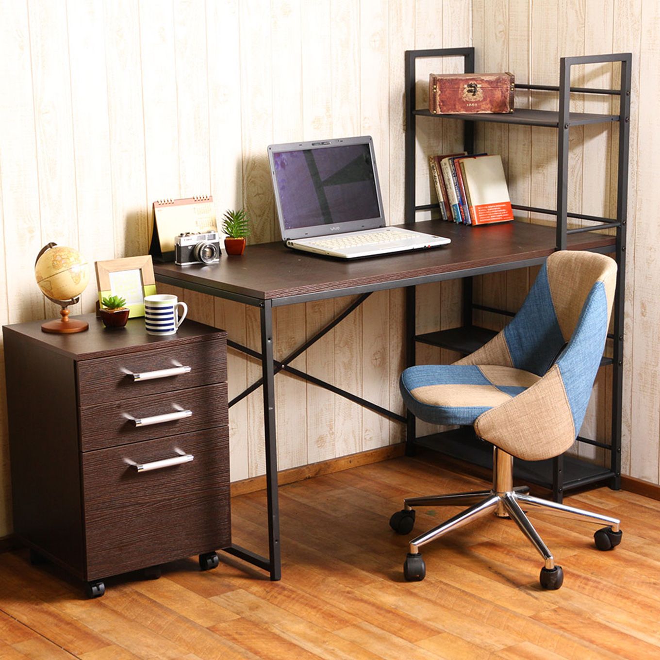 グリーン住宅ポイント木目調 ラック付 ワーキングデスクイメージ