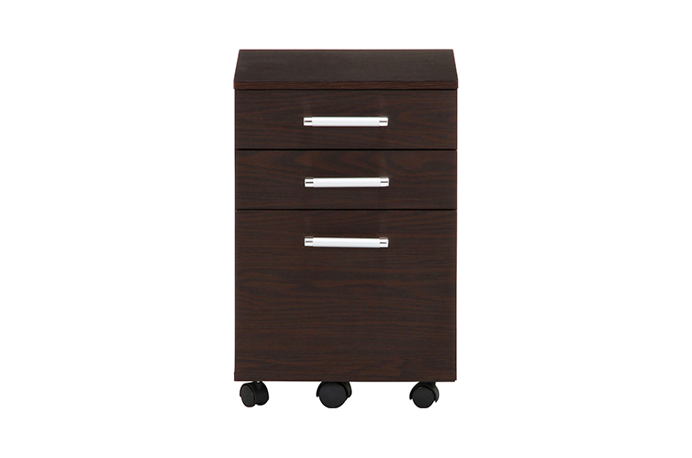 省スペースなデスク周りでも収まりやすいサイズ
落ちついた木目調のサイドチェスト