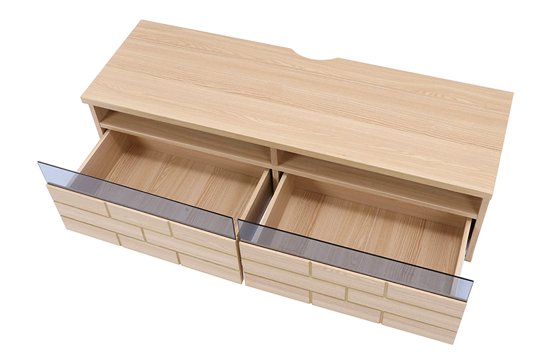 レンガ調に加工されたデザインがおしゃれ
スモークガラス採用で生活感を抑えられる