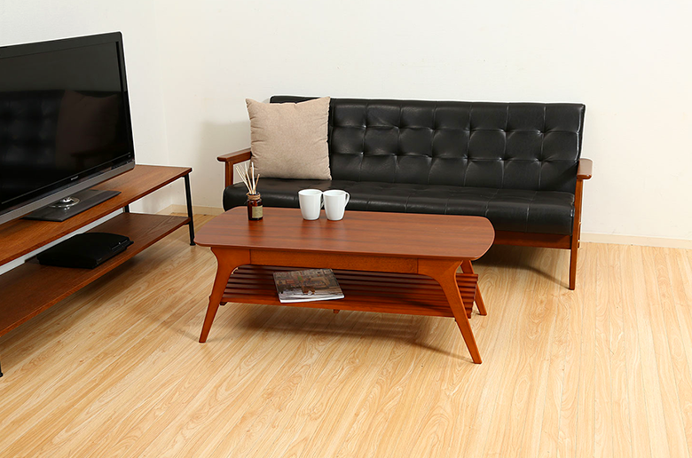 スマートなデザインながら
引き出し付きでリモコンや小物収納に便利!