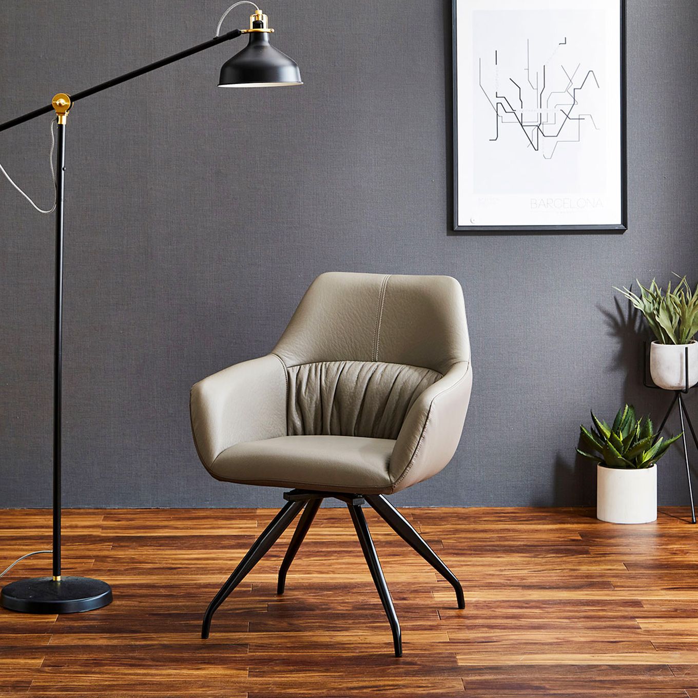 グリーン住宅ポイント肘付き 回転式 チェア PUレザー(設置・組立て付き)イメージ