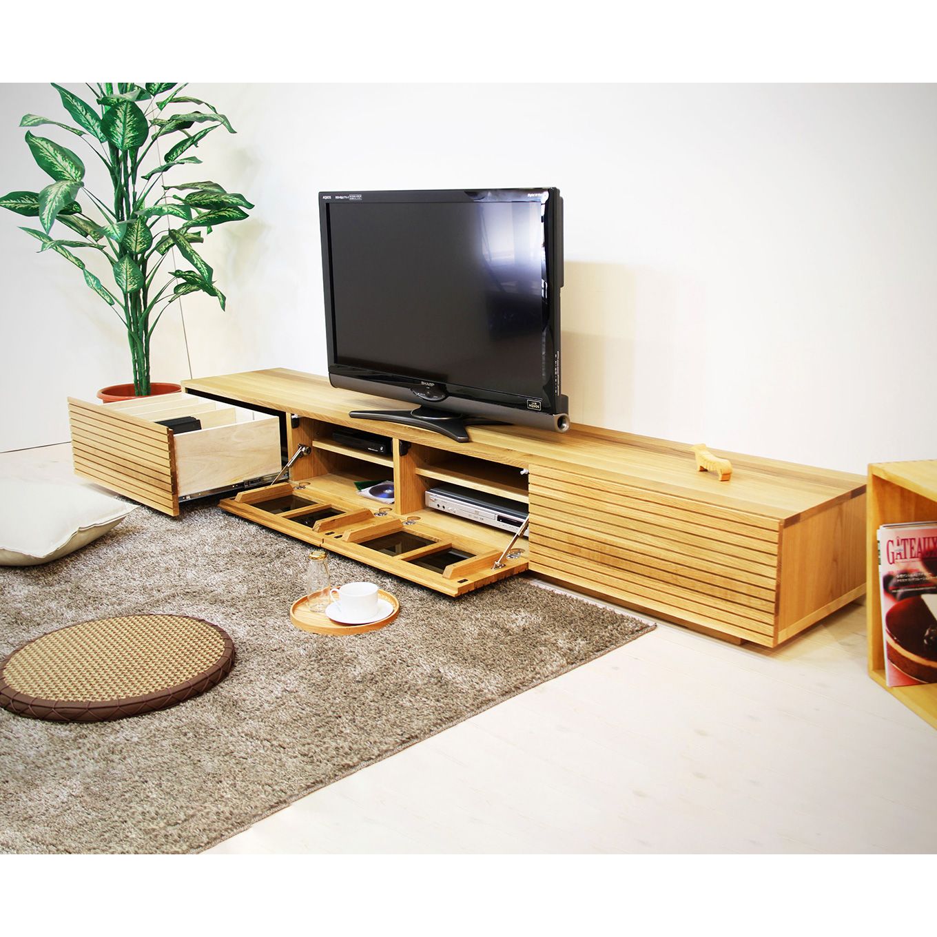 グリーン住宅ポイント無垢材 テレビボード 風雅 ローボード 幅2200(設置付き)イメージ