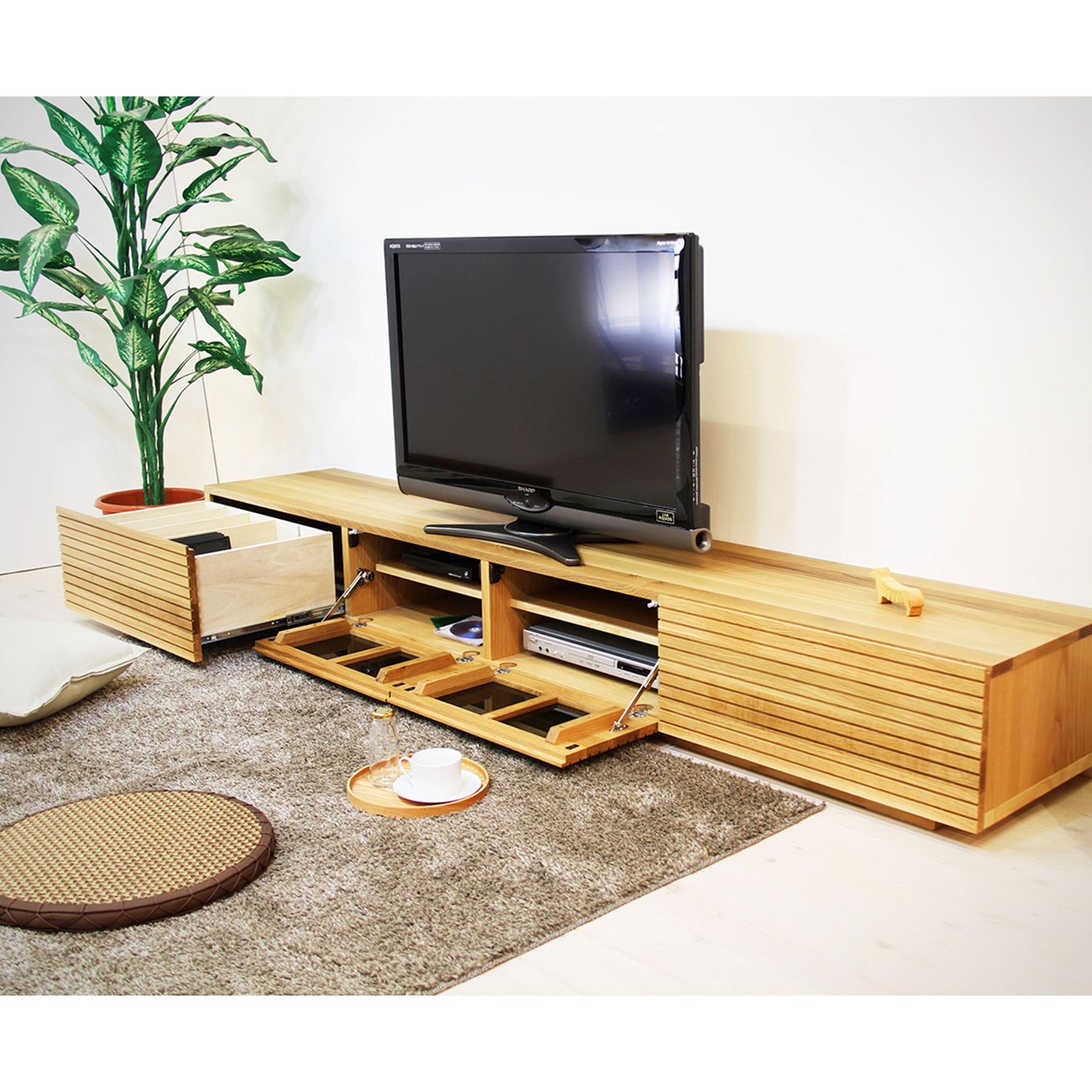 グリーン住宅ポイント無垢材 テレビボード 風雅 ローボード 幅2400(設置付き)イメージ