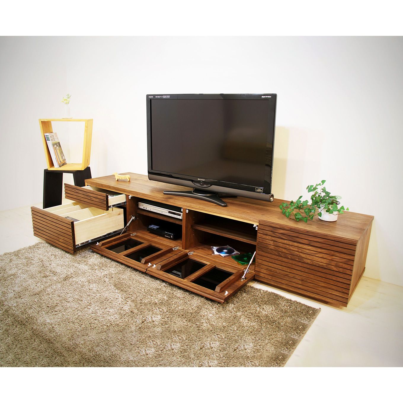 グリーン住宅ポイント無垢材 テレビボード ハイタイプ 風雅 type2 ローボード 幅2000(設置付き)イメージ