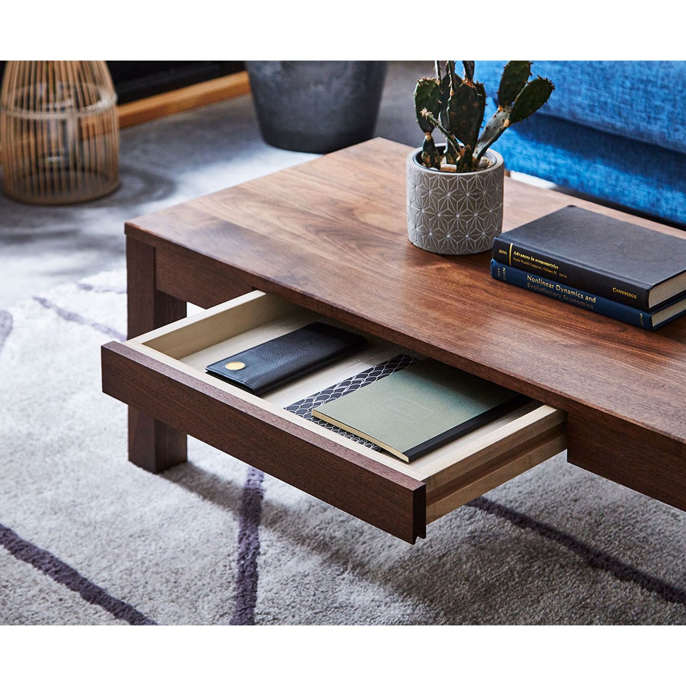 グリーン住宅ポイント無垢材 センターテーブル 凛 ローテーブル 引き出し付 幅1000(設置付き)イメージ