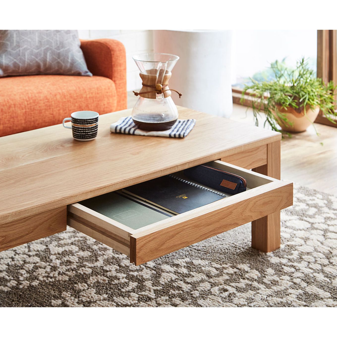 グリーン住宅ポイント無垢材 センターテーブル 凛 ローテーブル 引き出し付 幅1000(設置付き)イメージ