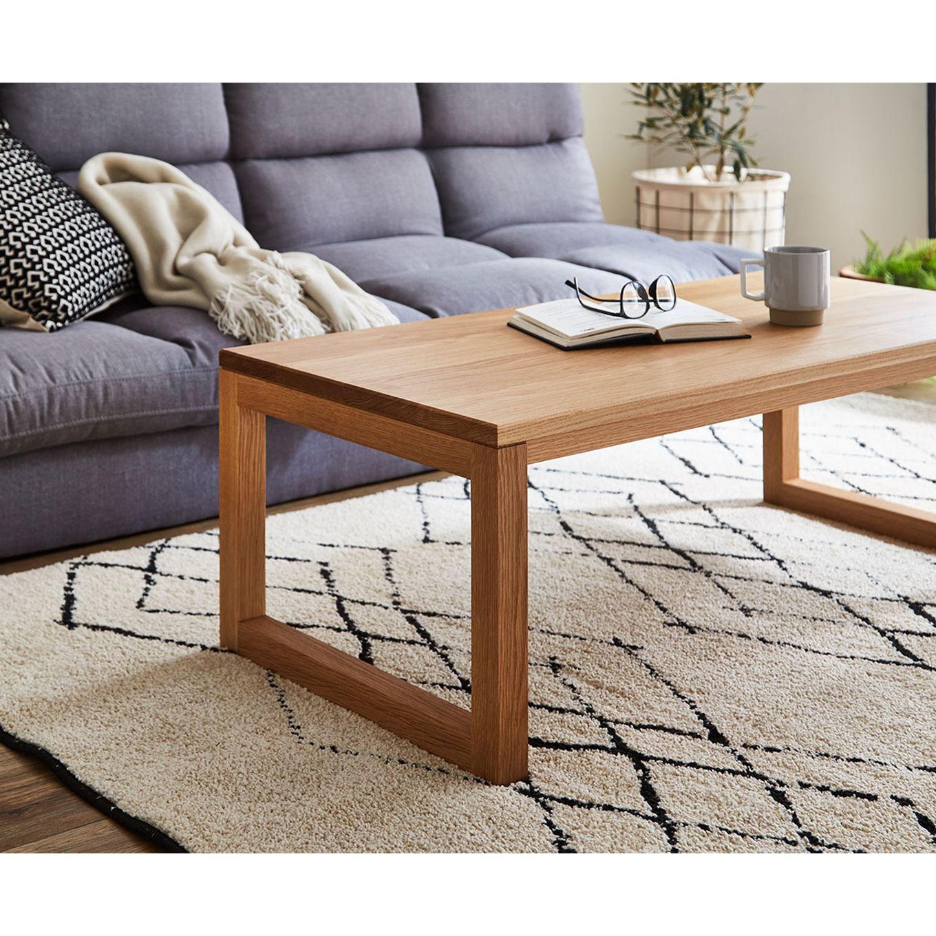 グリーン住宅ポイント無垢材 センターテーブル 凛 四角脚 ローテーブル 幅1000(設置付き)イメージ