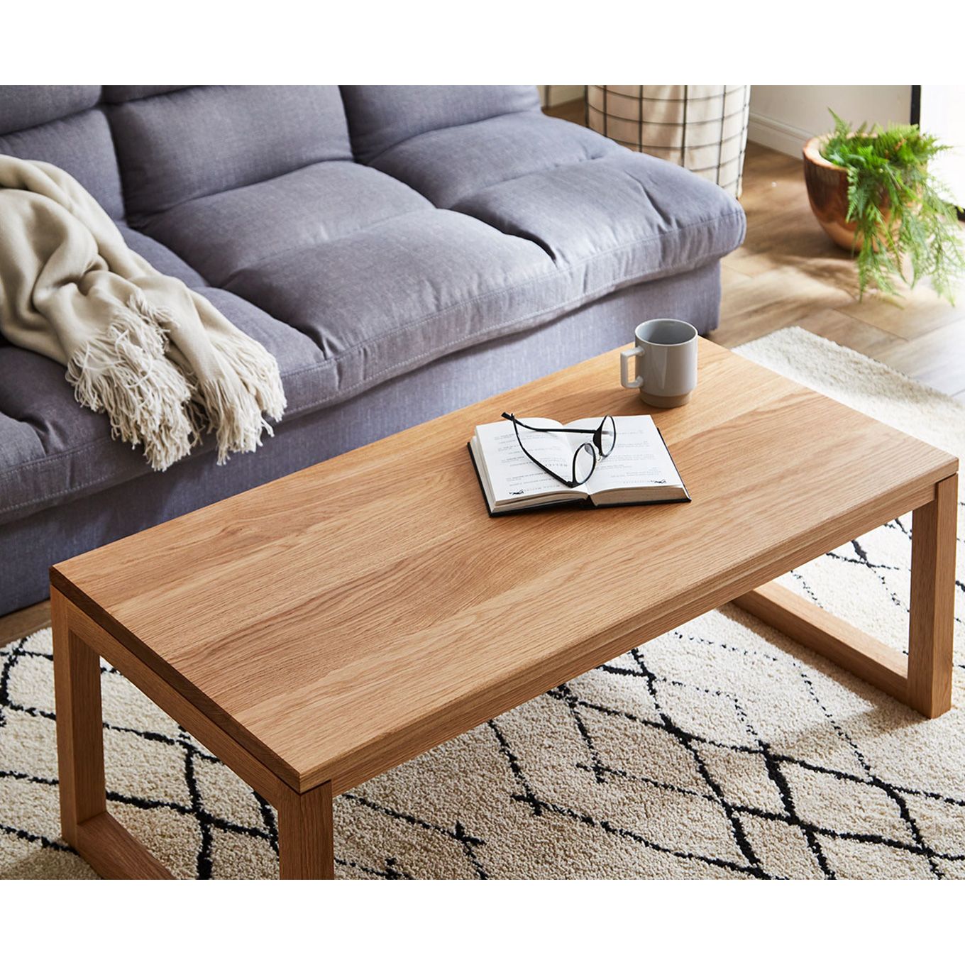 グリーン住宅ポイント無垢材 センターテーブル 凛 四角脚 ローテーブル 幅1000(設置付き)イメージ