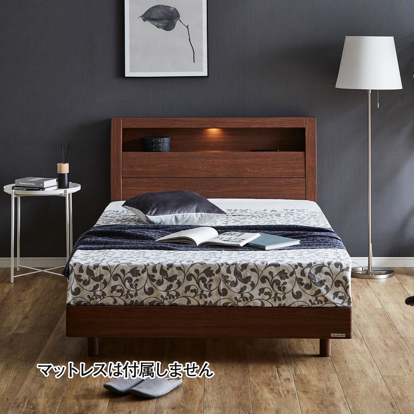 グリーン住宅ポイントセミダブル 棚付きベッドフレーム レッグタイプ(設置・組立て付き)イメージ