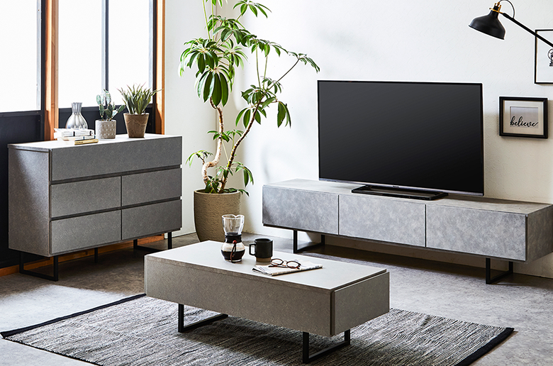 セラミック調の無機質な質感で
シックな空間を演出