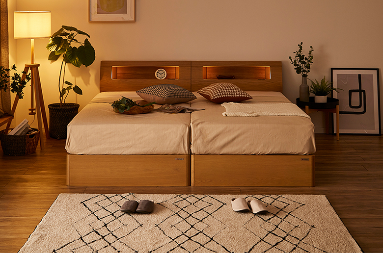 国産ポケットコイルマットレス付
フルオープンの引出しや
コンセント付きで便利!