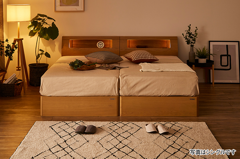 国産ポケットコイルマットレス付
フルオープンの引出しや
コンセント付きで便利!