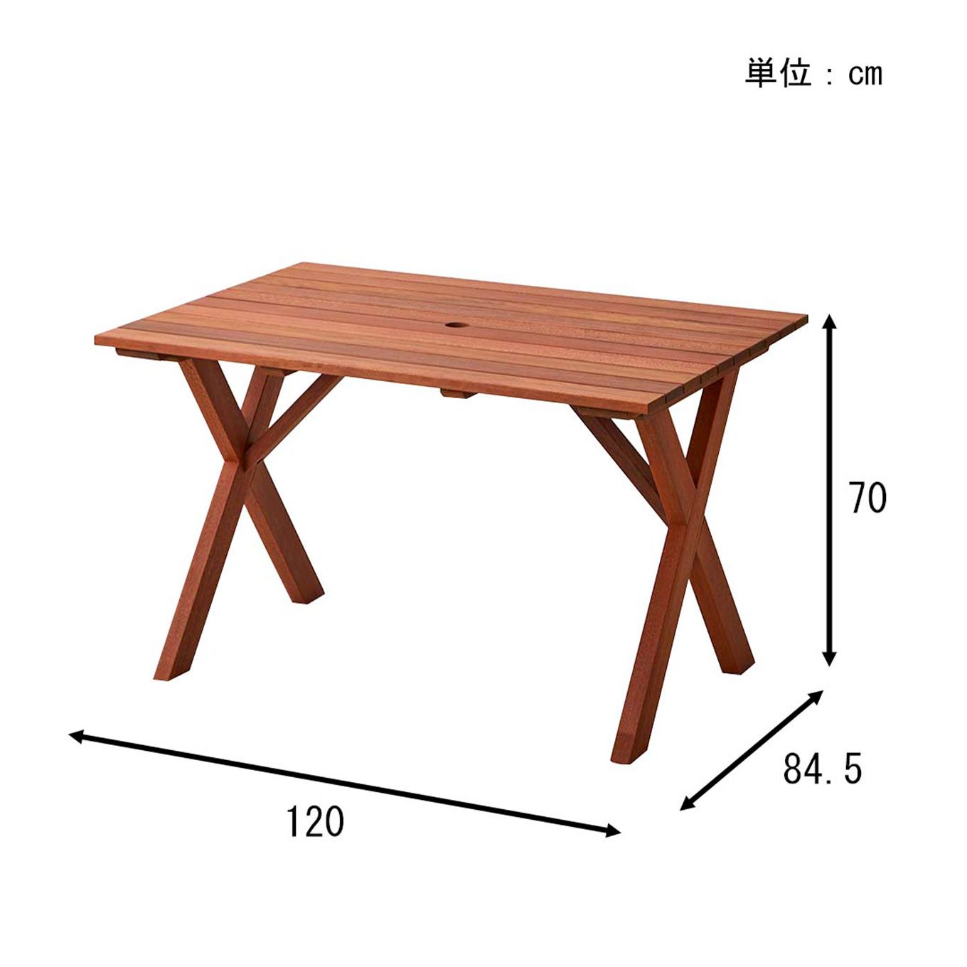 グリーン住宅ポイント無垢材 ガーデンテーブル 幅120cm(設置・組立て付き)アウトドア家具イメージ