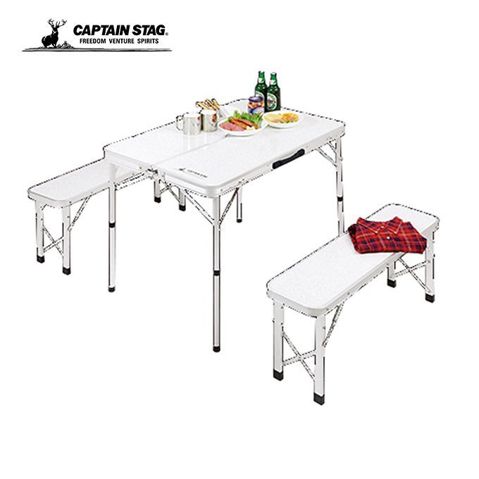 キャプテンスタッグの テーブル・チェア。ラフォーレ ベンチインテーブルセット